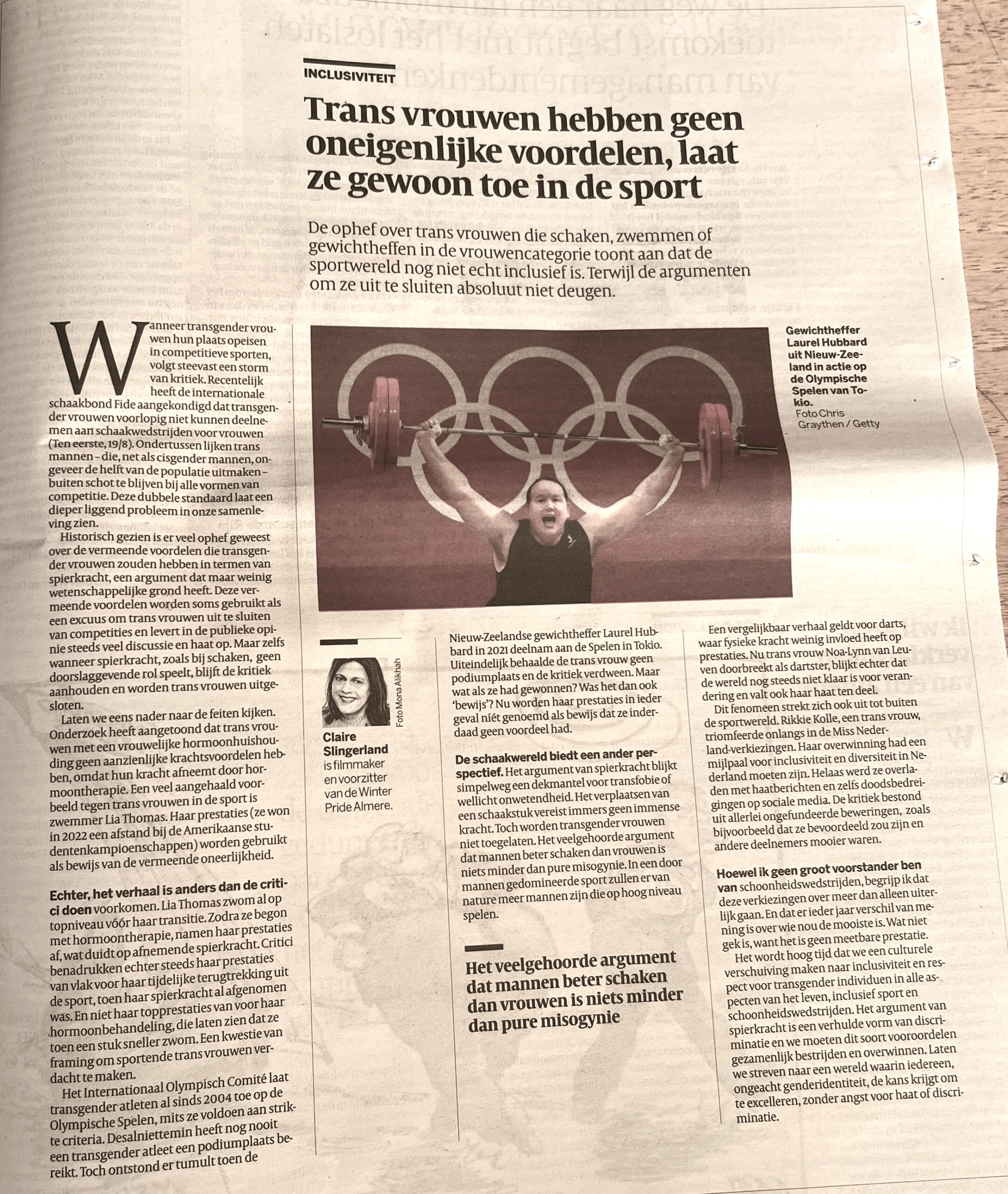 Trans vrouwen hebben geen oneigenlijke voordelen, laat ze gewoon toe in de sport